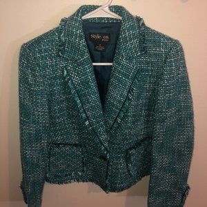 Teal Blue Tweed Blazer
